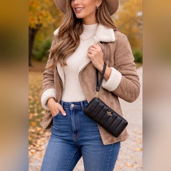 Coach Handbags - NWT Coach Black Leather Quilted Zip Around Wallet